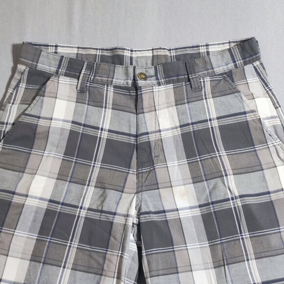 Dickies flat front lightweight shorts men's size 32 grey white chequered - Picture 2 of 13